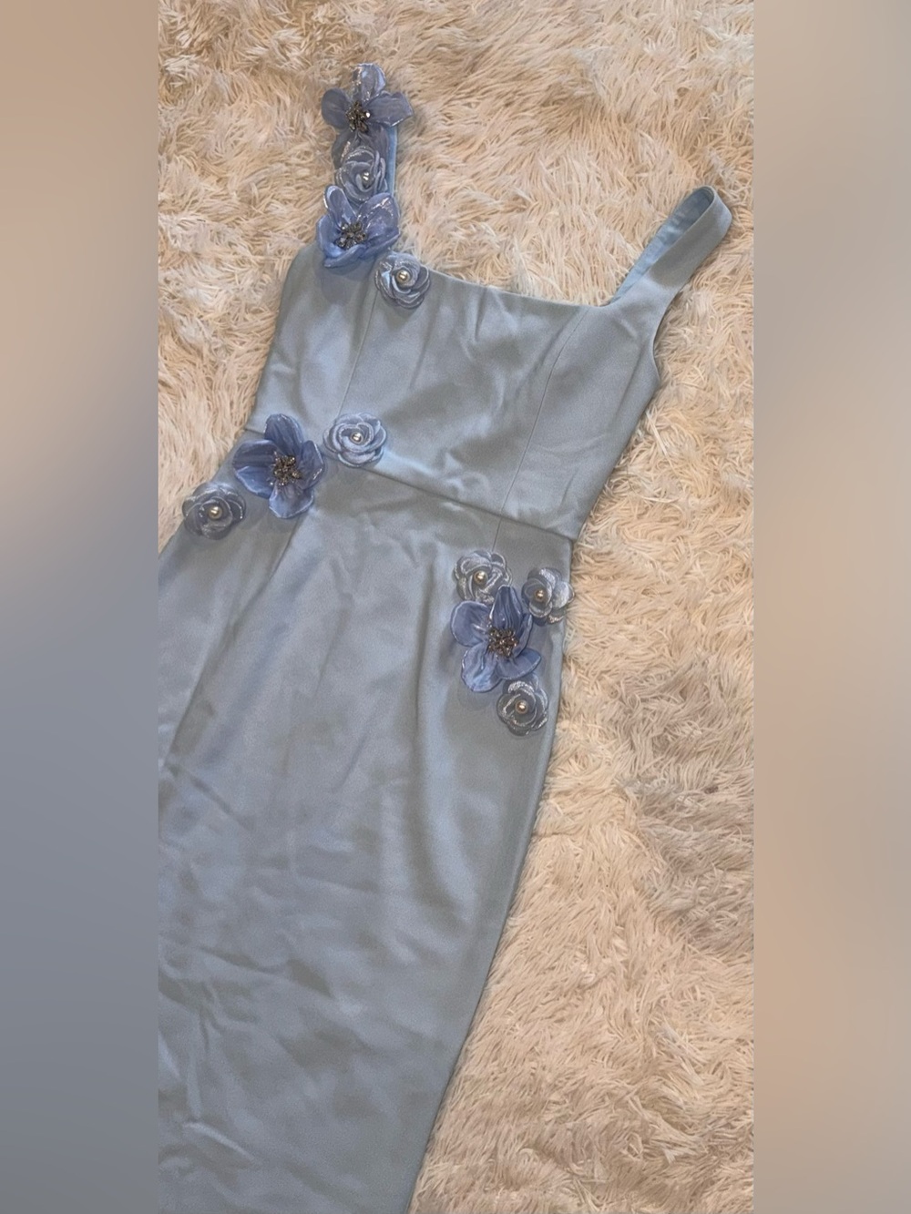 NEW ELLIATT Chantelle 3d floral blue midi Dress sz M - Picture 5 of 10